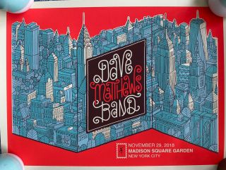 Dave Matthews Band Poster 11/29/2018 Madison Square Garden Nyc Hand Numbered