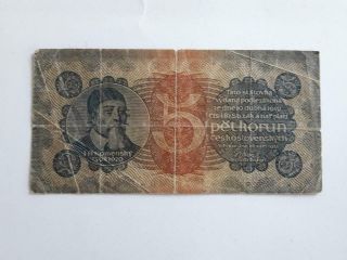 Czechoslovakia Czechoslovakian Czech Banknote 5 Korun 1921