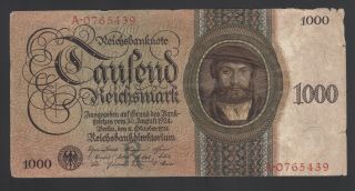 Germany 1000 Reichsmark 1924 Fine P.  179,  Banknote,  Circulated