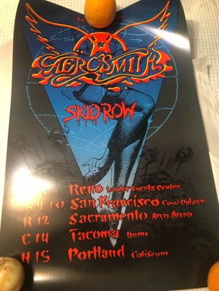 Aerosmith Skid Row 1990 Poster Rick Griffin Bill Graham Cow Palace 1st Printing