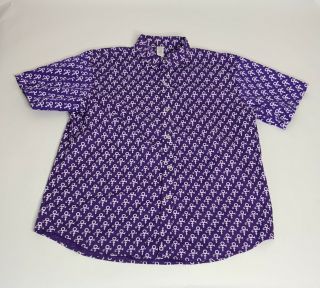 Prince Logo All Over Paisley Park Purple Rain Button Up Shirt Mens Size 2xl Nwot
