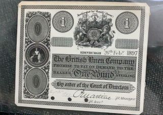 United Kingdom - EDINBURG / Scotland British Linen Bank 1 POUND PROOF 1897 2