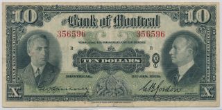 Canada Bank Of Montreal 10 Dollars 1938 356596 - F