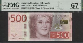Tt Pk 73 Nd (2016) Sweden 500 Kronor Nilsson Pmg 67 Epq Stunning 1 Of 2