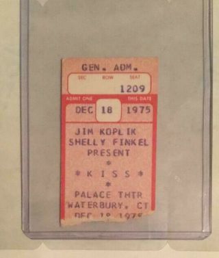 Kiss - Dec 18th 1975 Ticket Stub Waterbury Ct Alive Tour Vintage Orig L@@k