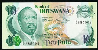 Botswana 1976 10 Pula President Sir Seretse Khama P - 4a Crispy & Uncirculated