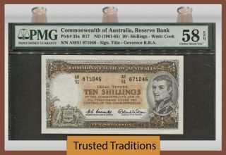 Tt Pk 33a 1961 - 65 Commonwealth Of Australia 10/ - Shillings Flinders Pmg 58 Epq