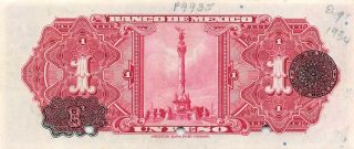 México 1 Peso 1934 P 28a Series A Specimen Uncirculated Banknote