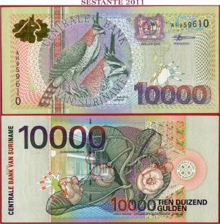 (com) Suriname - 10000 Gulden 1.  1.  2000 - P 153 - Xf,  (2 Pinholes)