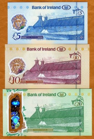 SET Bank of Ireland,  Northern,  5;10;20 pounds,  2017,  P - Polymer,  UNC 2