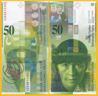 Switzerland 50 Franken P - 71e 2012 Sign.  Studer & Jordan Unc Banknote