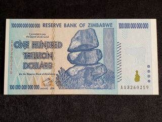 2008 Zimbabwe One Hundred Trillion Dollars Bank Note - Z$100,  000,  000,  000,  000