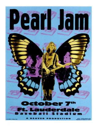 M.  Getz 1996 Pearl Jam Silkscreen Concert Poster Signed Numbered
