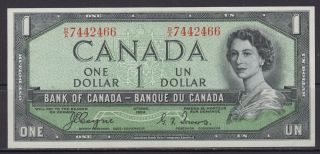 1954 Bank Of Canada $1 Dollar Devils Face B/a 7442466 Coyne Towers Gem Unc Note