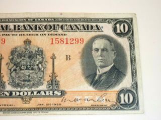 1935 THE ROYAL BANK OF CANADA $10 BANKNOTE CIRCULATED 3