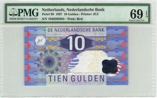 Netherlands 10 Gulden 1997 Ijsvogel Pick 99 Pmg Gem Uncirculated 69 Epq