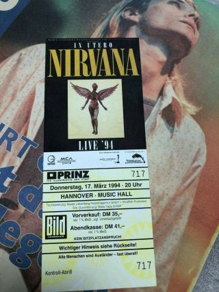 Nirvana Cancelled Gig Ticket For The 17th March 1994 Kurt Cobain