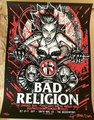 Bad Religion 2019 Santa Ana Ca Screen Print Poster Signed S/n Ap /20 Munk One
