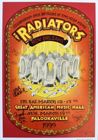 The Radiators Concert Poster Signed By Band Sf 1999