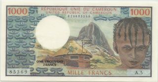 Cameroun 1000 Franc 1974 P 16a Auncirculated - See Scan And Description