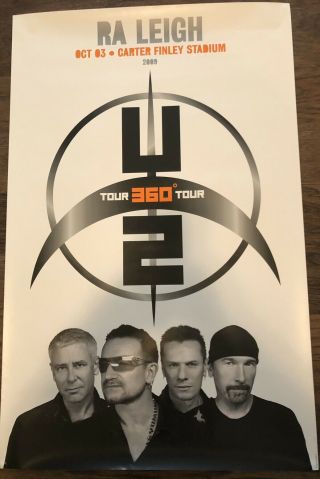 U2 360 Tour,  Oct 03 2009 Raleigh,  Carter Finley Stadium Poster,  36” X 23”