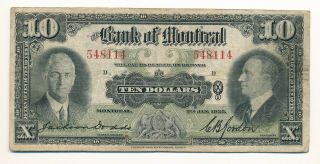 The Bank Of Montreal 10 Dollars 1935 548114 D - F