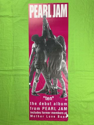 Pear Jam Poster 1991 “ten” Double Sided Eddie Vedder Poster 36x12