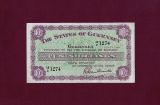 Guernsey 10 Shillings 1966 P - 42 Xf,  Uk Great Britain