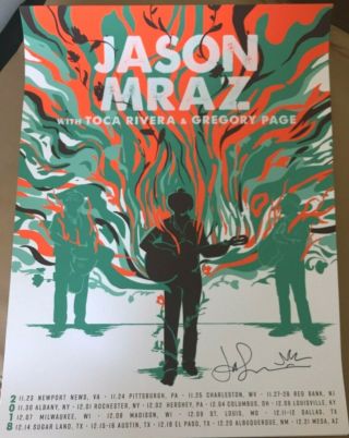 Autographed Jason Mraz Winter 2018 Tour Signed Concert Gig Screen Poster Print