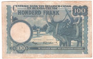 Belgian Congo 100 Francs 1953 P - 25a 2
