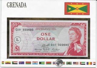 L4318 East Caribbean 1 Dollar,  Nd (1965),  P - 13j,  (l),  Unc