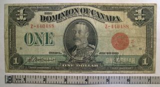 1923 Dominion Of Canada $1.  00 P - 33g King George V Banknote