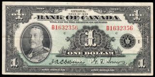 1935 Bank Of Canada $1 Bank Note - Very Fine - B 1632356 - Cf70