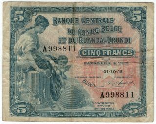 Banque Centrale Du Congo Belge Et Du Ruanda - Urundi 1 - 10 - 1952