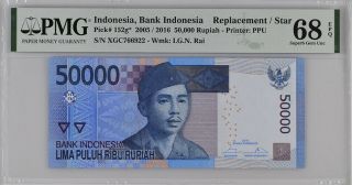 Indonesia 50000 Rupiah 2005/2016 P 152 G Replacement Gem Unc Pmg 68 Epq