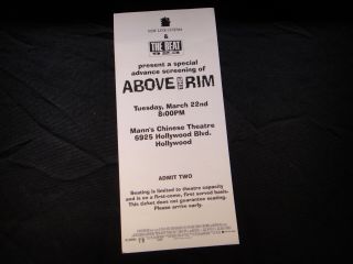 Hip Hop Memorabilia Tupac " Above The Rim " Movie Screening Invitation 94 