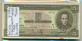 Bolivia Bundle 50 Notes 5 Bolivianos Law 1945 P 138a Axf/xf