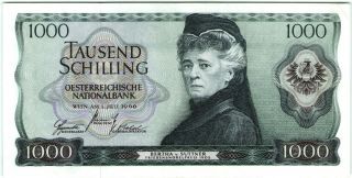 Austria 1000 Schillings 1966 Aunc Banknote - K176