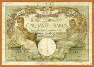 Madagascar,  50 Francs (1937) P - 38 Circulated