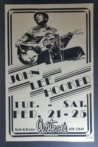 C1978 John Lee Hooker Poster Antones Austin Texas Blues 6th St Location