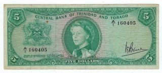 Trinidad & Tobago P - 27c 5 Dollars L.  1964 Circulated Graffiti