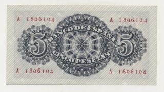 Spain España 5 Pesetas 12 - 4 - 1947 Pick 134.  a XF Circulated Banknote 2