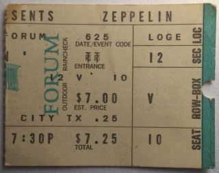 Led Zeppelin Concert Ticket Forum Los Angeles 1972
