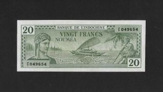 Ef,  Printed In Australia 20 Francs 1944 Caledonia Pacific Oceania France