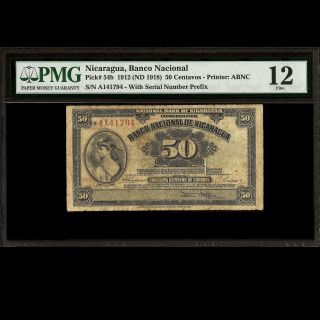 Banco Nacional De Nicaragua 50 Centavos 1912 (nd 1918) Pmg 12 Fine P - 54b