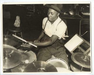 Vintage 1940s Jazz Drummer Zutty Singleton (?) Earl Hines Orchestra Photo