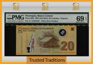Tt Pk 202b 2007 Nicaragua Banco Central 20 Cordobas Pmg 69 Epq Tied As Best Wow