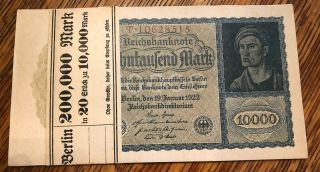3 Authentic Bundles Of 20 - 10,  000 German Marks,  1923 Bank Envelope