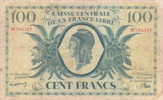 French Equatorial Africa Colony 100 Francs 1941 P - 13 Af Liberty Rare
