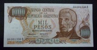 Argentina Banknote 1000 Pesos,  Pick 299 Unc 1973 - Low Serial Number